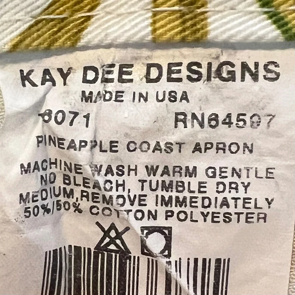 Kay Dee Designs Pineapple Coast Apron Tropical Fruit Floral Print Made in USA